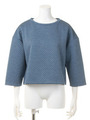QUILTING JACQUARD DROP-OUT SLEEVE TOP/GREY