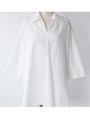 V字カットネックオーバーサイズシャツ/ホワイト