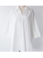 V字カットネックオーバーサイズシャツ/ホワイト