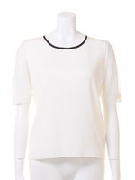 【FEMININE】シアースリーブニットTOPS/ホワイト