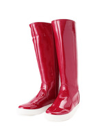 エナメルロングレインブーツ/ワインレッド(063)