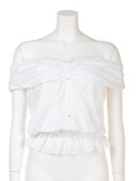 コットンレースオフショルブラウス/イエロー