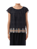 シフォンレイヤードチェックブラウス/ホワイト(103)