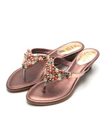 ビーズトングサンダル/ブロンズ