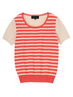 ボーダー切り替えクルーネックニット/オレンジ系(567)