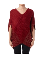 リブ切り替えドルマンニット/ワインレッド(063)