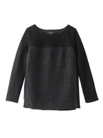 [S]ツイード切り替えブラウス/ブラック(419)