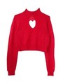 heart highneck knit/red