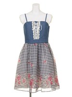 ギンガムナンシーボーダーキャミワンピース/コン