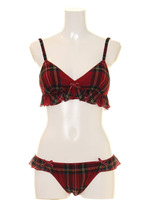 チェックブラ＆ショーツ/RED