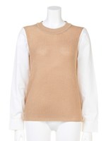 ニットシャツドッキングトップス/ネイビー