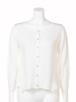 バックレース切替ニットカーディガン/ブルー