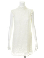 レースハイネックノースリーブワンピース/オフホワイト