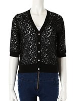 【ECURY】フラワーレースカーディガン/ブラック