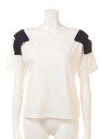 【mystic】肩リボン半袖プルオーバー/オフホワイト