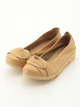【本革】【低反発スポンジ入り】らくちんフラットシューズ/ベージュ