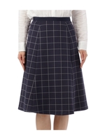 ウィンドーペン柄ロングスカート/ネイビー系(293)