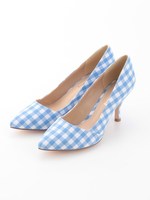 ギンガムチェックパンプス/ブラック