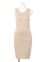 サイドオープンmixニットOP/ベージュ