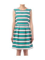 ボーダーフレンチスリーブワンピース/ダークグリーン(323)