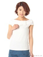 リボンオフショルTOPS/オフホワイト