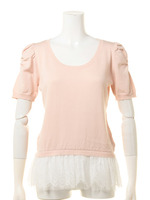 裾レースプルオーバー/ネイビー