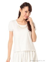 【Cherite by PRIME PATTERN】ネックレス風ビジュー付Ｐ/Ｏ/シロ