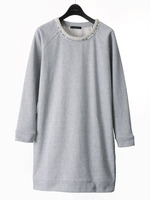 【sweet3月号掲載】【2ndline】ネックビジュー裏毛ワンピCL−0414/GY