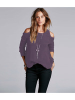 コットン肩見せニット/パープル(083)