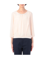 ビジュー使い八分袖ジョーゼットカットソー/イエロー系(030)