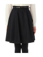 ベルトつきウールフレアスカート/ネイビー系(093)