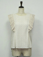 ラッセルレースプリーツブラウス/BEG