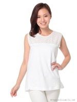 リングフラワーレースノースリーブ/ホワイト