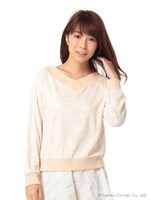 花ジャガードVプルオーバー/ベージュ柄