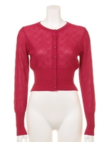 波柄透かしニットカーデ/GRY