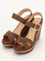 【Bridget Birkin】編みベルトジュートウエッジサンダル/オレンジ