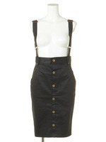 【CB】フロントボタンハイウエストスカート/ブラック