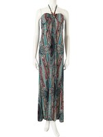 【ECURY】ペイズリーリゾートマキシワンピース/エメラルドグリーン