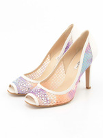 チュールオープントゥパンプス/ブルー