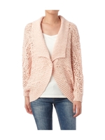 ドルマン透かし編みニットカーディガン/ピンク系(072)