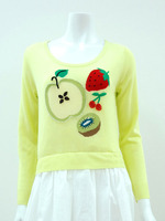 フルーツインターシャ  コットンコンビワンピ/NV