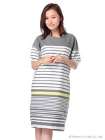 ランダムボーダーワンピース/チャコール