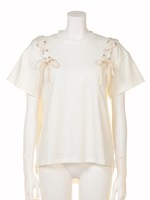 レースアップBigTシャツ/オフホワイト