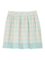 麻混ブロックチェックスカート/ライトグリーン(221)
