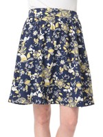 Jフレア花柄スカート/ネイビー柄
