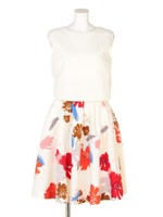 【CASUAL】モダンオータムフラワーワンピース/ホワイト