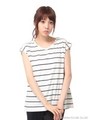 ＶネックボーダーＴシャツ/ベージュ系