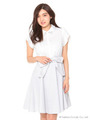 ビジュー付シャツドッキングワンピース/Light Gray