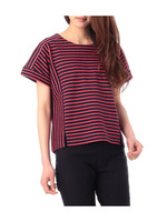 ボーダー切り替えラウンドネックカットソー/ネイビー(393)