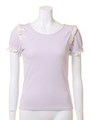 肩フリルリボンランダムテレコTops/ラベンダー